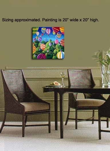 Hot Air Balloons Whimsical Colorful Original Folk Art Painting