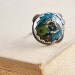 Sterling Silver Lampwork Glass Ring / Organic Silver Ring / Turquoise Glass Ring / Valentine Gift / Vintage Modern Style
