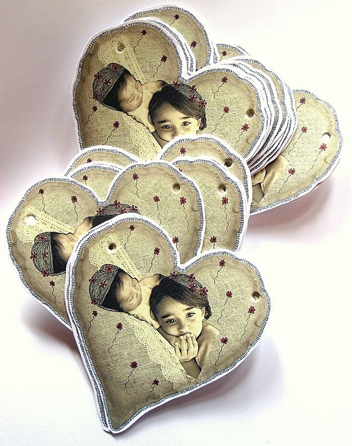 Personalized Ornament Paper Garland Hearts Shabby Chic handmade party whimsical Home decoration-Celebrate any event