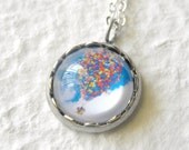 Flying Up House with Balloons Petite Disney Necklace - Inspired from Disney Pixar's Up