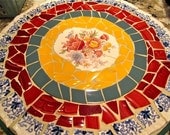 Vintage China Pique Assiette Mosaic Lazy Susan