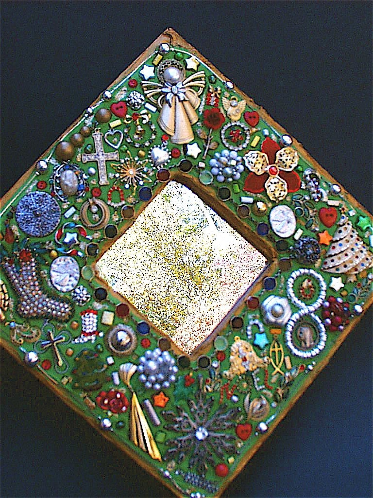 Christmas Vintage Jewelry Mosaic Mirror