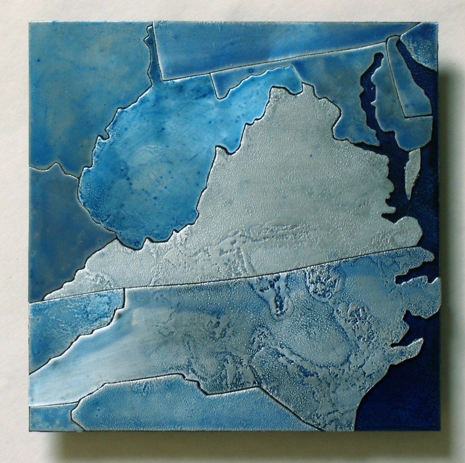 Custom Map Art, metal blue United States 8 inch