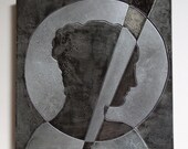 Greek Goddess etched metal original artwork