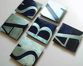 Set of Two Ice Blue Letters Metal Art