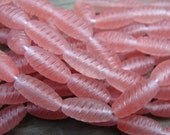 Vintagey Rose Oval Czech Glass Beads, Full Strand of 25, 14X6mm