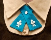 Womens Neck Tie - Blue - Lace Flower Adornments