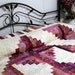 Log Cabin Queen King Bed Quilt CHERRY BLOSSOM