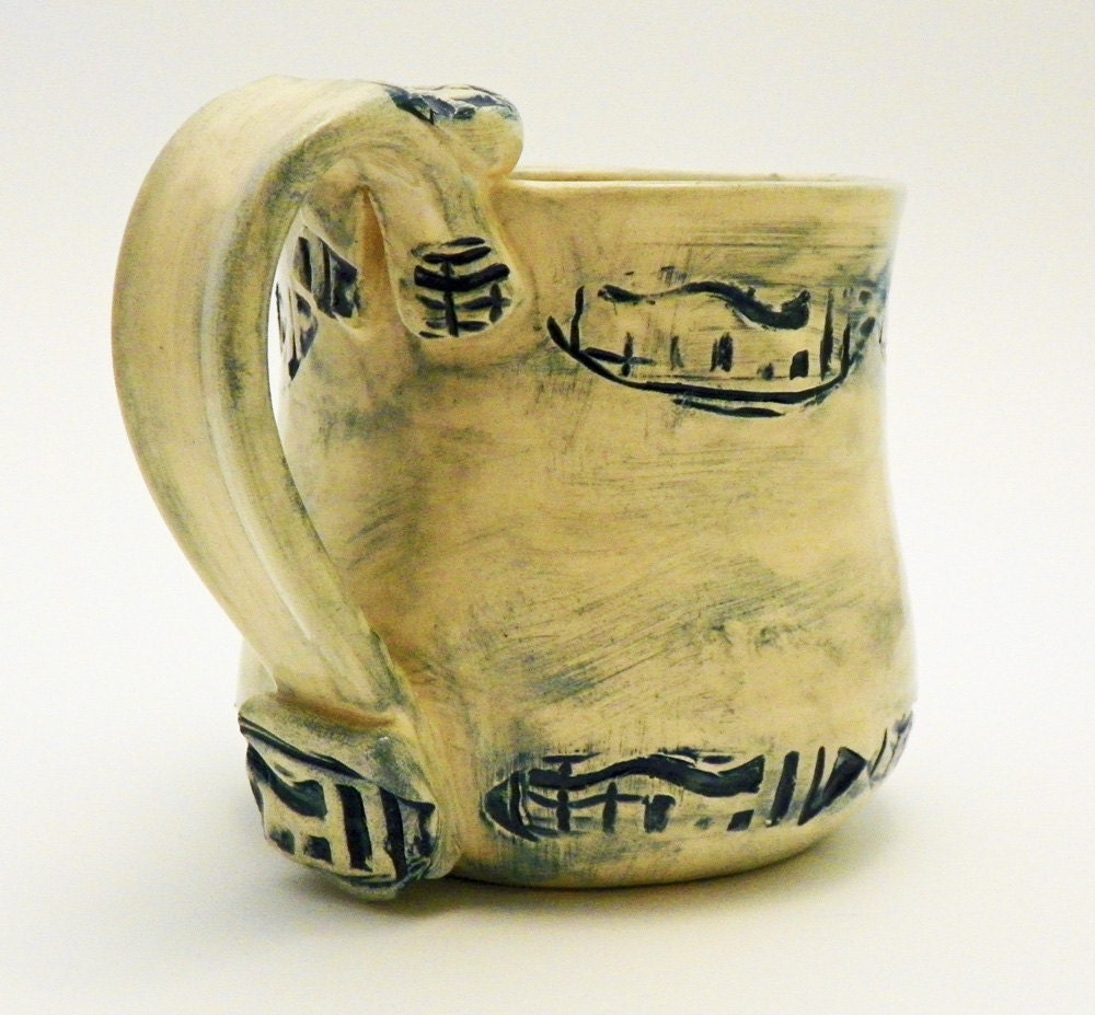 Teal Handmade Ceramic Mug 14 Ounces Ready to Ship
