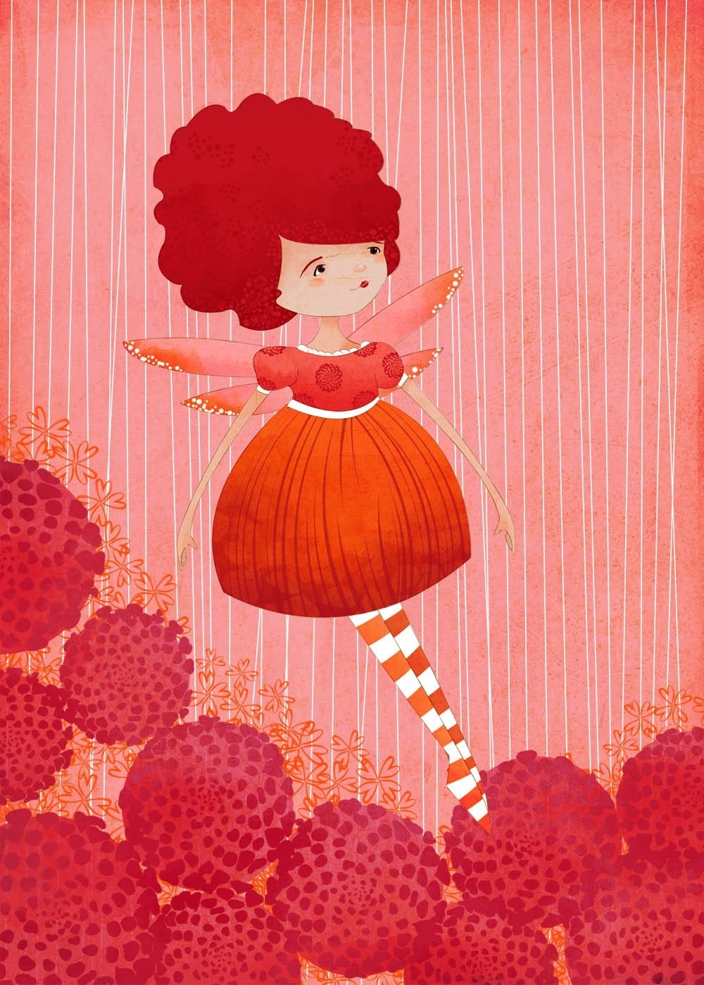 Children's Fairy Art - Dahlia Garden Fairy Art Print - Kids or Nursery Art Decor - Fantasy Art
