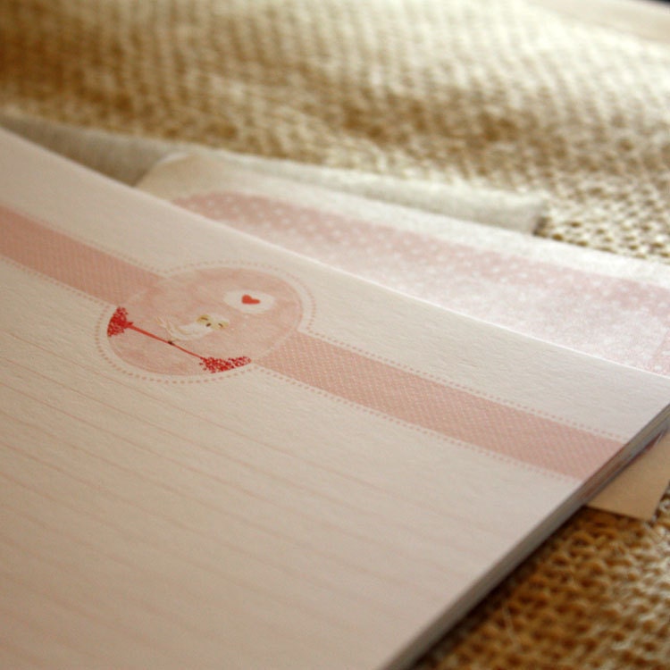 Mini Letter Writing Set - Little Owl Hearts You - Cute Stationery Set - Kids Stationery