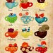 Children's Wall Art - Teacups in the Little Forest Print - Owl Fox Hedgehog Mouse Nursery Decor Kids Room