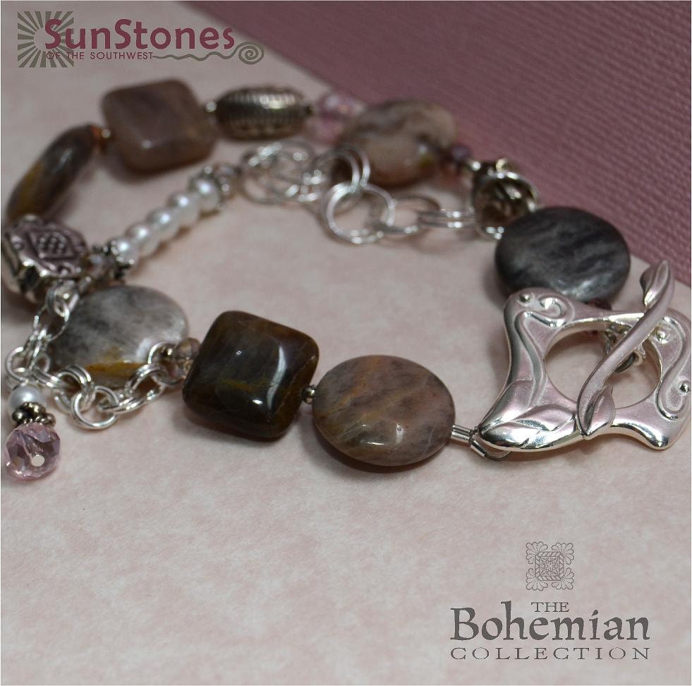 Black Sunstone, Freshwater Pearls and Sterling Silver - PRICE REDUCTION