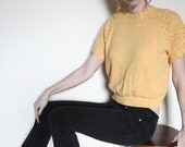 Vintage 1970s Knit Marigold Yellow Short Sleeve Sweater