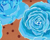CLEARANCE  1 Yard of Valori Wells - Olive Rose - Home Decor - Roses in Blue