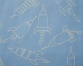 CLEARANCE  1 yard of David Walker - Robots - Linework Rockets in Blue