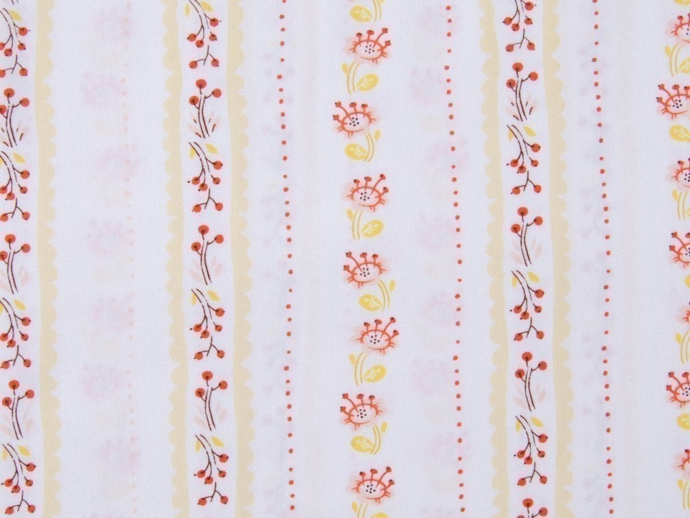 1 Fat Quarter of OOP West Hill by Heather Ross - Floral Stripe in Cornsilk