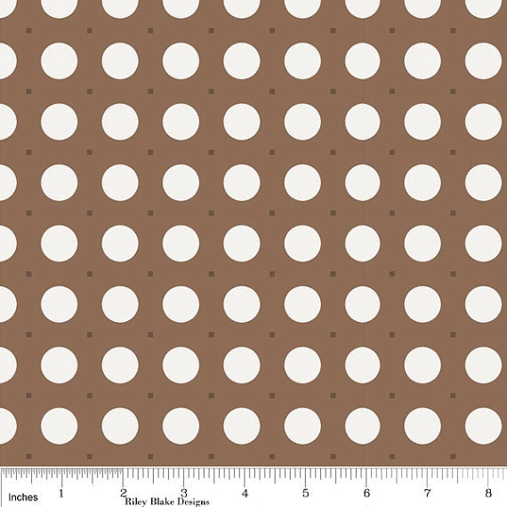 SALE - 1 yard of Riley Blake - Sew Cherry - Sew Dots in Brown