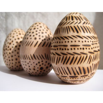 Wood burned Hen Egg