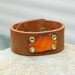 Brown Leather Cuff Bracelet Copper Enamel Enameled Jewelry Accessory, Orange