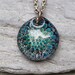 Glass Flower Pendant Necklace Borosilicate Boro Lampwork Jewelry Blue Green All the Glitters