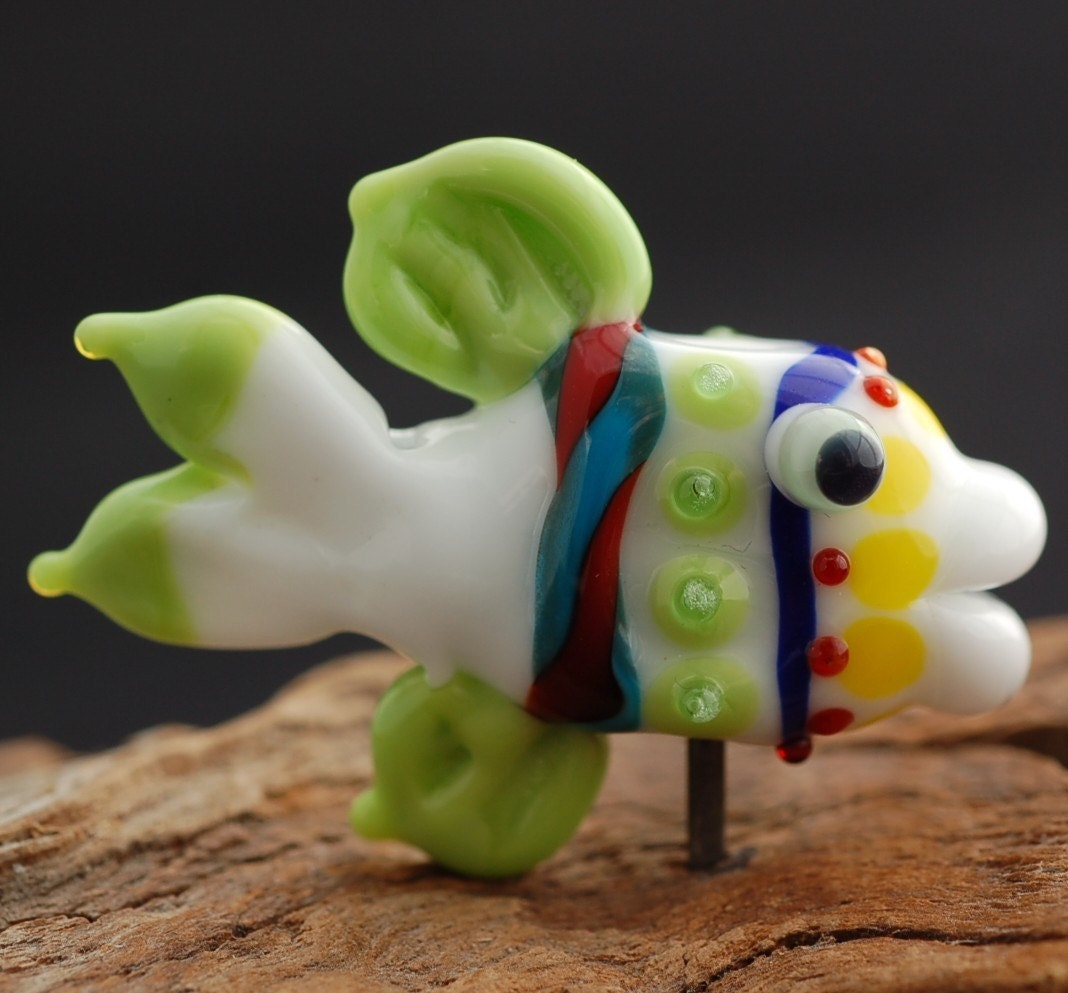 Natalia the Fish Lampwork on a Interchangeable Pendant and Sterling Silver Necklace by Melissa Vess Glass Art - SRA