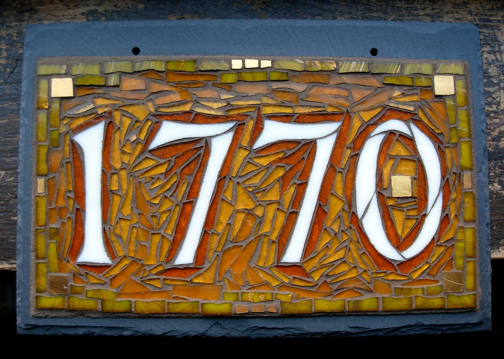 Mosaic House Number on Slate 4 digit(small)
