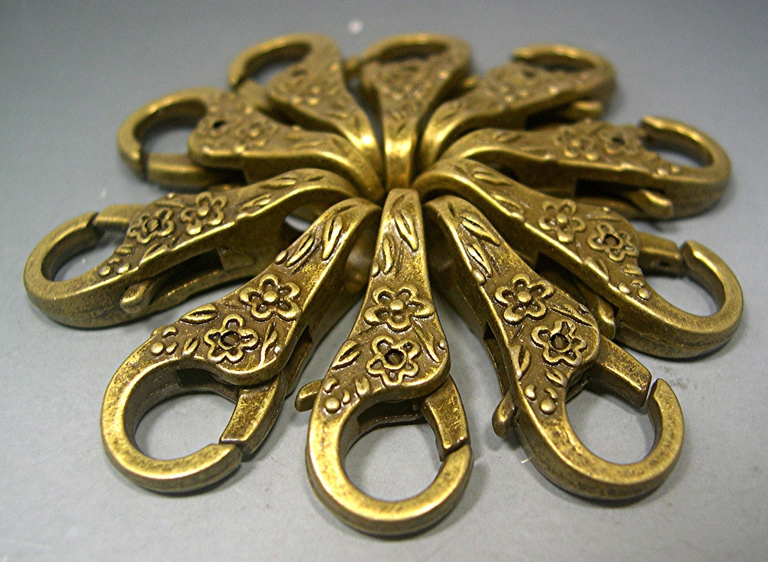 Antiqued Brass FLORAL Clasps you get 10 Clasps