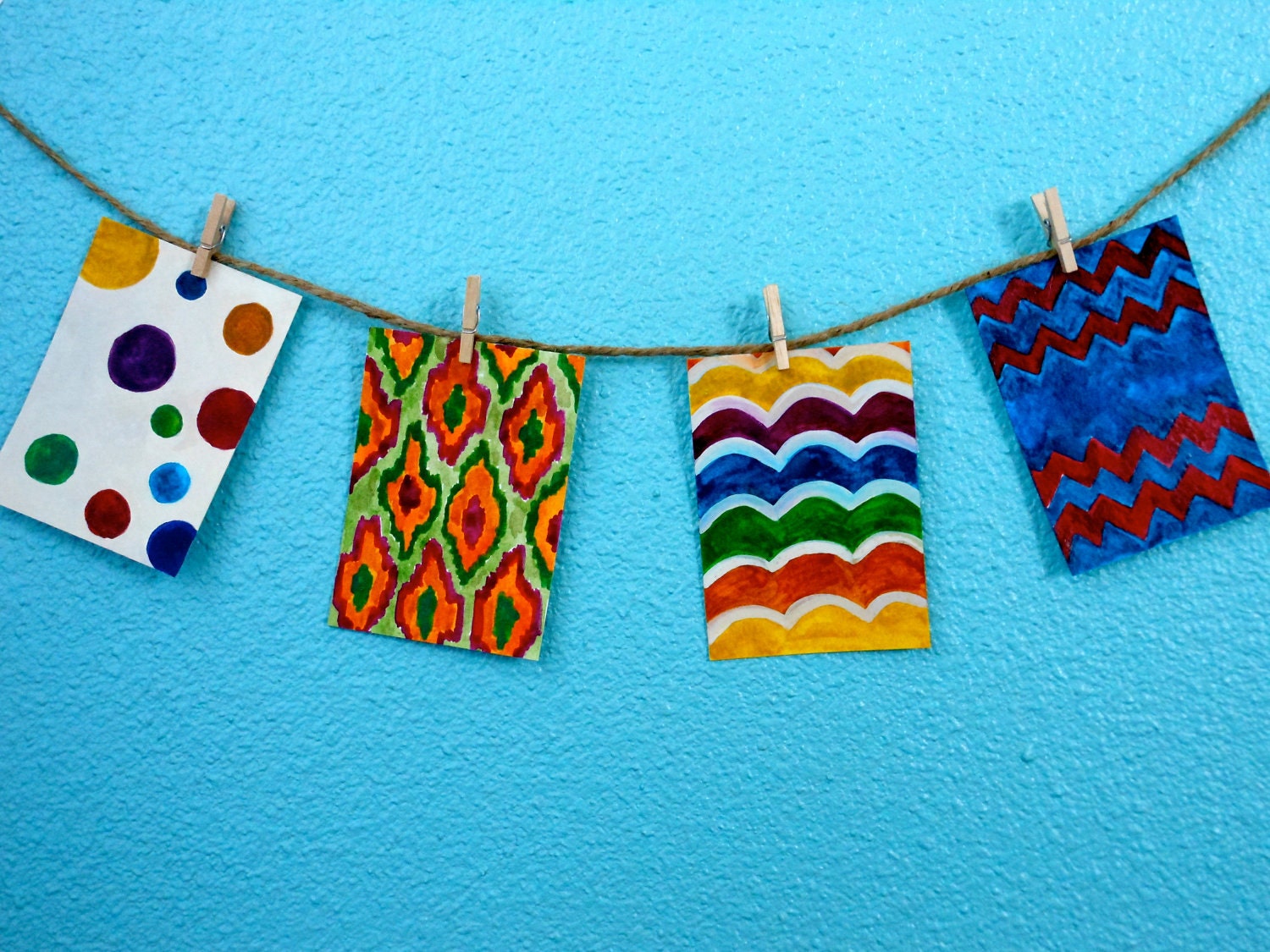 Colorful Painted Patterns ACEO Artist Trading Cards - rarebirdboutique