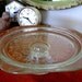 Vintage Square Glass Cake Stand with Filigree Pattern