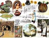 Thanksgiving Collage Sheet Digital File Scrapbook Journal Page ART TEA LIFE Card Making Decoupage Gift Tags Place Cards Invitations Clipart