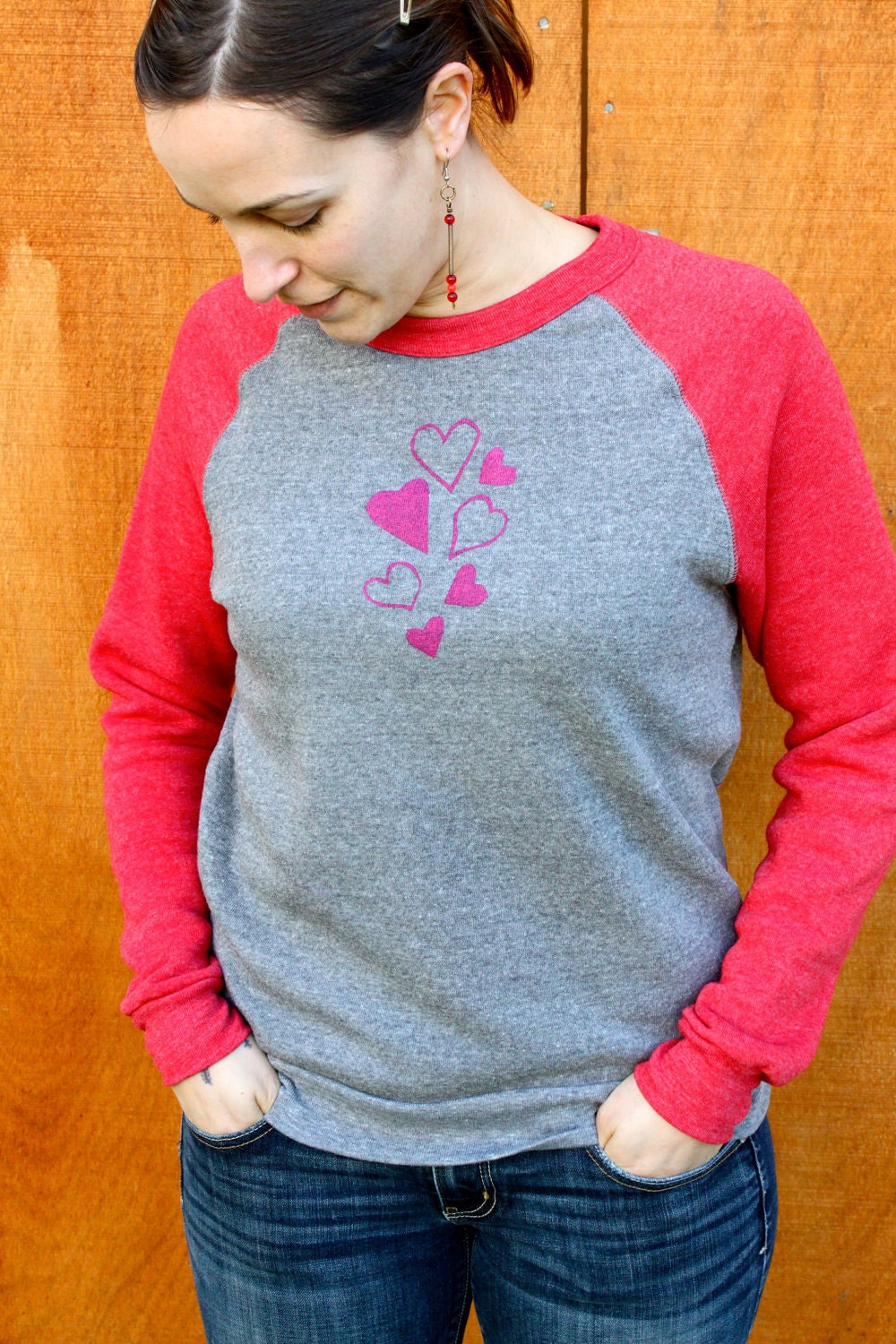 Hearts Afloat Raglan Unisex Fleece Pullover Sweatshirt