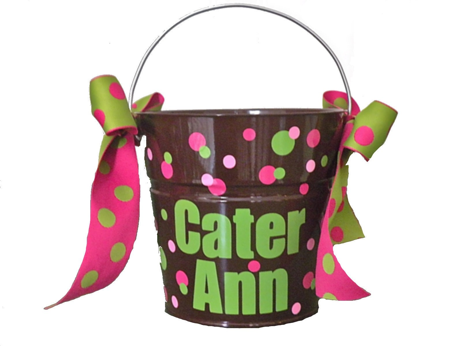 Personalized 2 Quart Bucket with Polka Dots