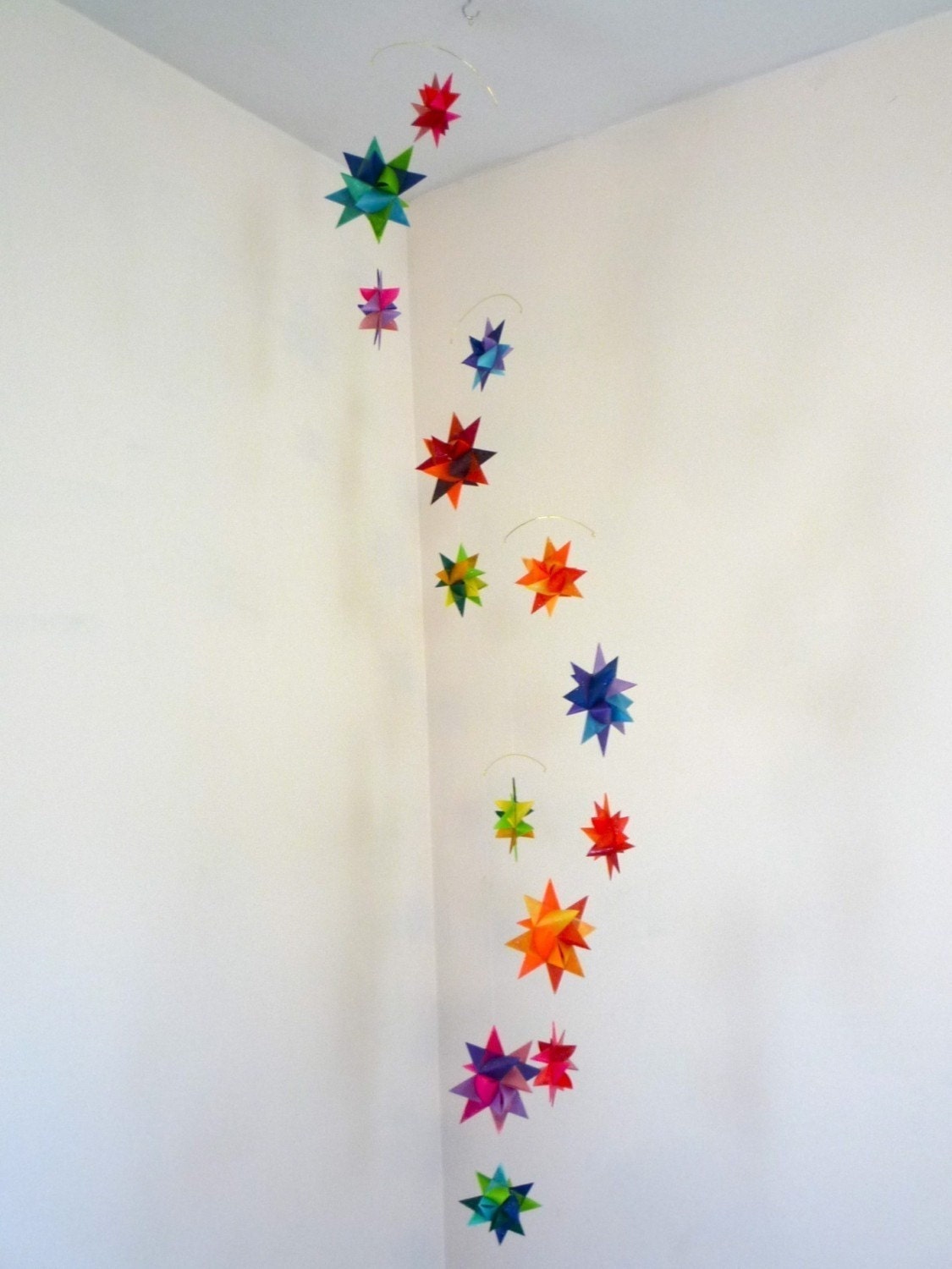 Hanging Nursery Origami Star Mobile -'Orion' Rainbow