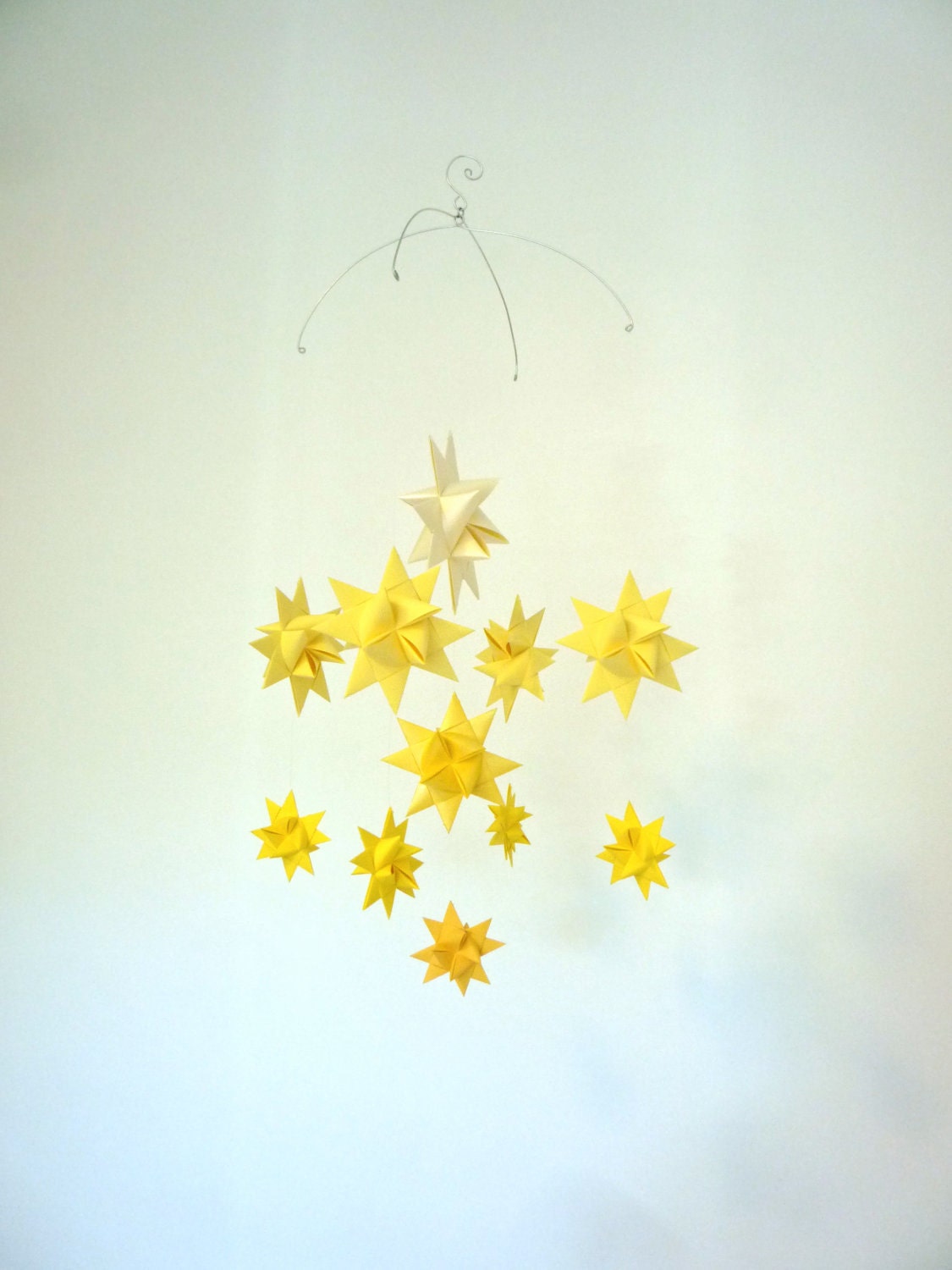 Baby Mobile Hanging Origami Stars -'Ursa Minor' Soft Yellows