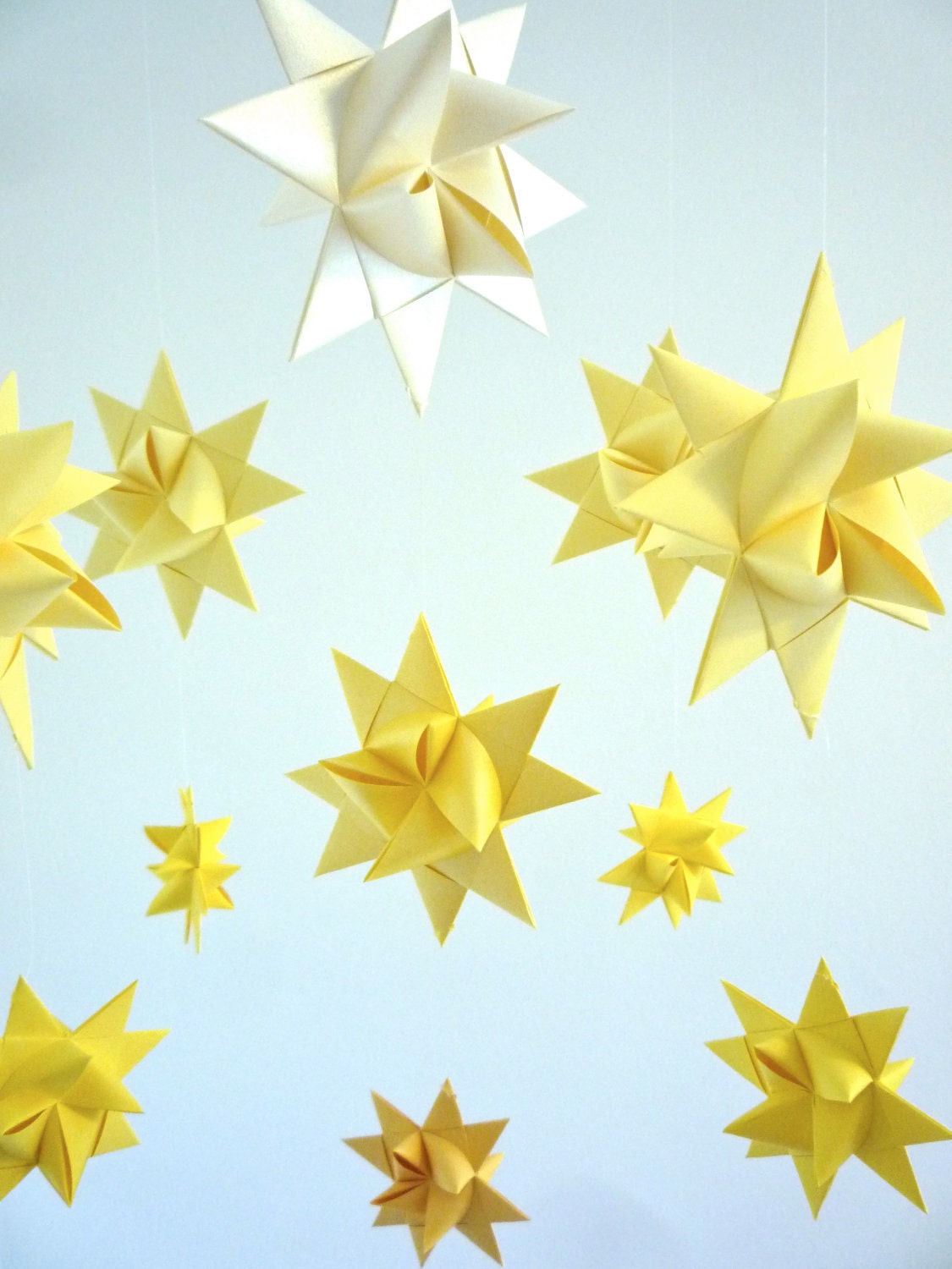 Baby Mobile Hanging Origami Stars -'Ursa Minor' Soft Yellows