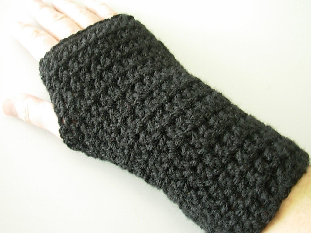 Black Fingerless Texting Gloves Wrist Warmers