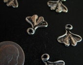 25 ginko leaf charm pendants, silver plated, lead and nickel free