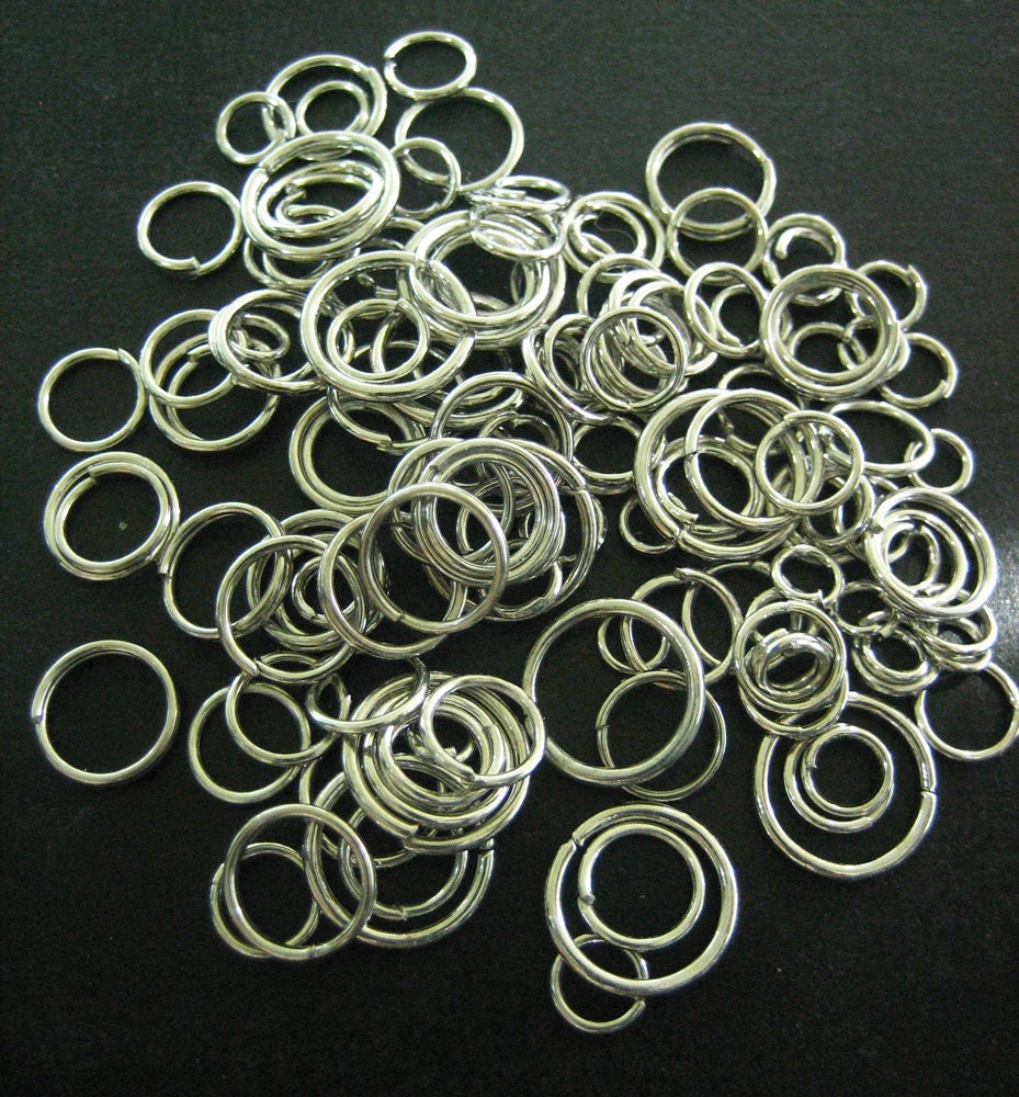 silver plated jump rings,10 grams of SMALLER SIZE MIX assorted size and gauge (125-200 pices) lead and nickel free