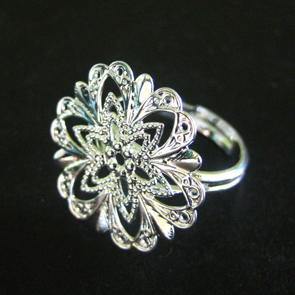 10 20mm filigree rings silver plated lead and by bunnysundries