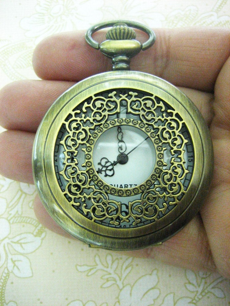 extra large antique brass fliigree pocket watch (LAST ONE)