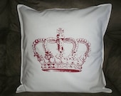 Royal crown shabby chic pillow case in wine ink 16x16 buy any two get one for FREE