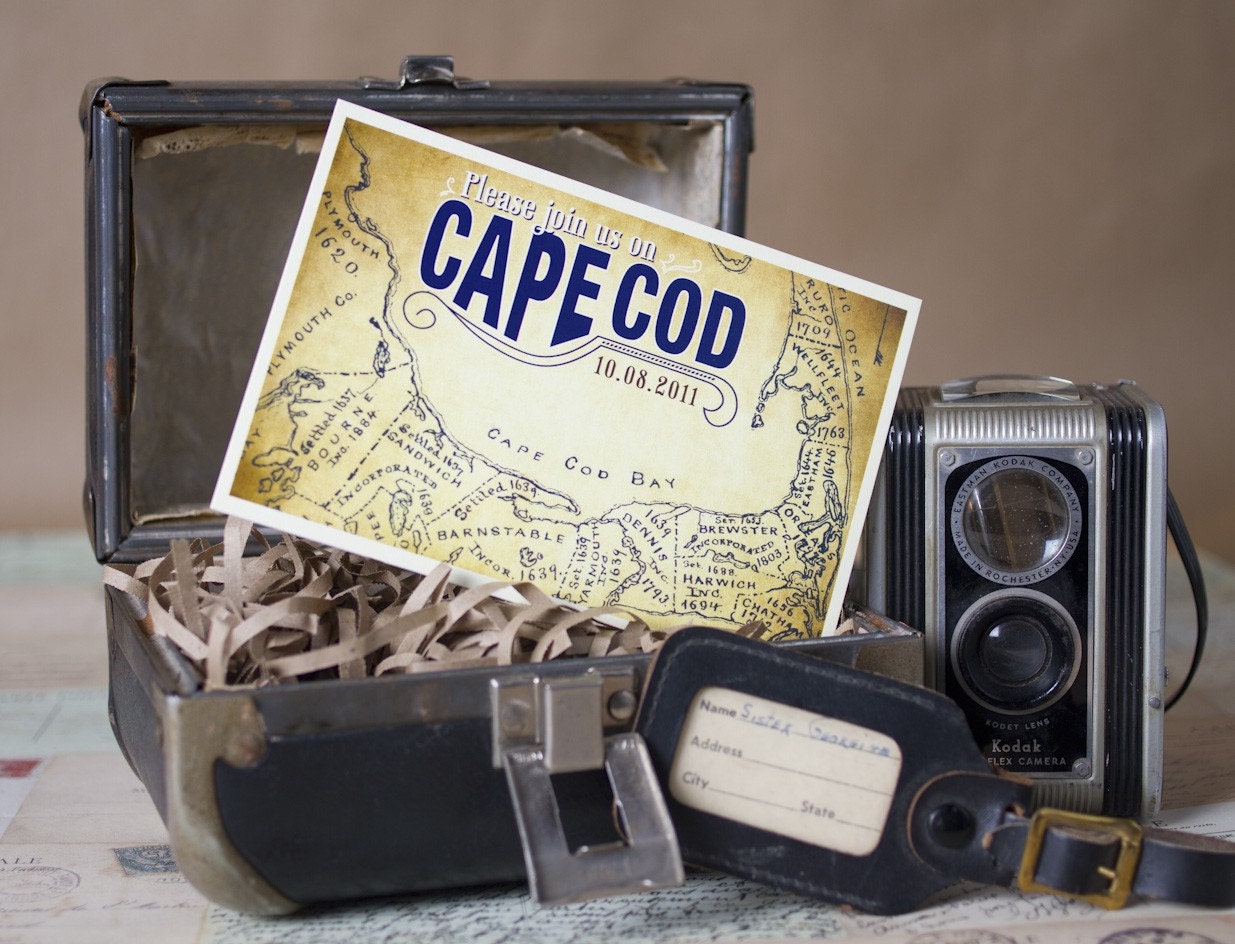 Vintage Map Postcard Save the Date (Cape Cod) - Design Fee