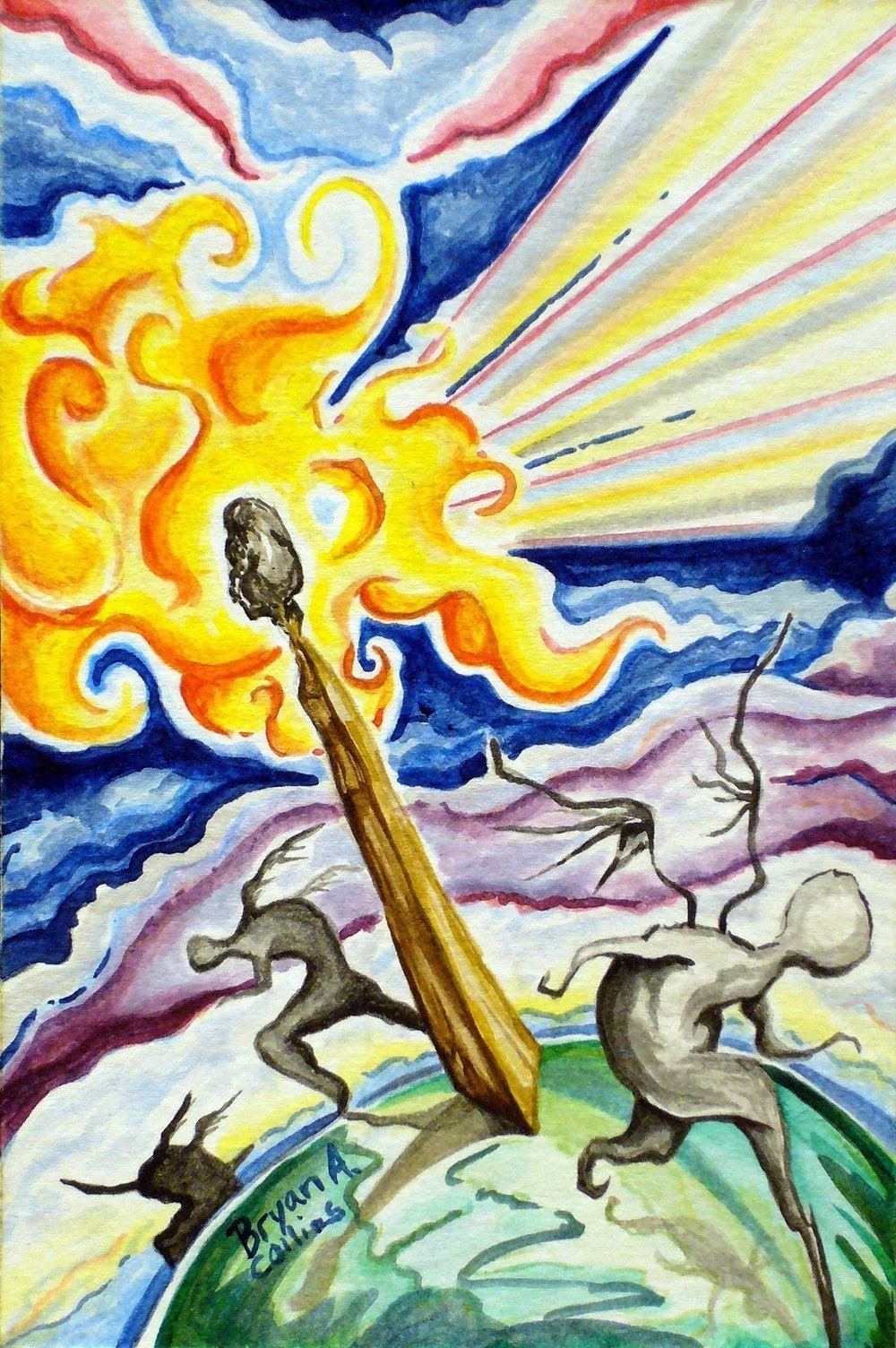ACEO ATC of Light in Watercolor - Only 20 signed numbered limited edition cards