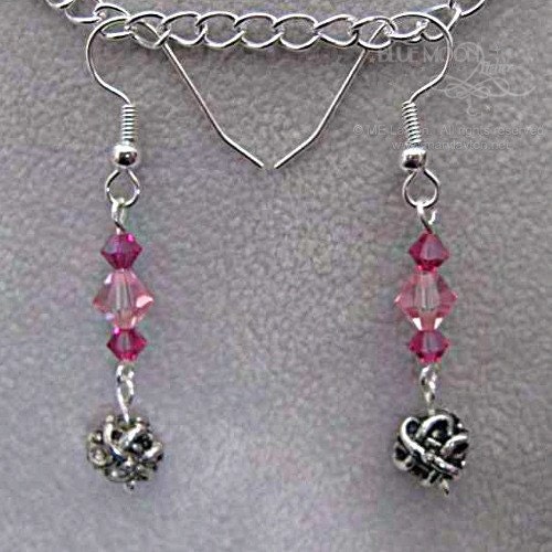 Celtic Rose 1 Earrings - Swarovski Crystals, silver-plated