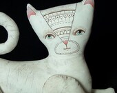SHIRO CAT--- Contemporary Folk Art Kitty Doll