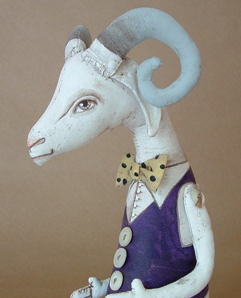 Gerard the Goat- Contemporary Folk Art Doll- MADE TO ORDER