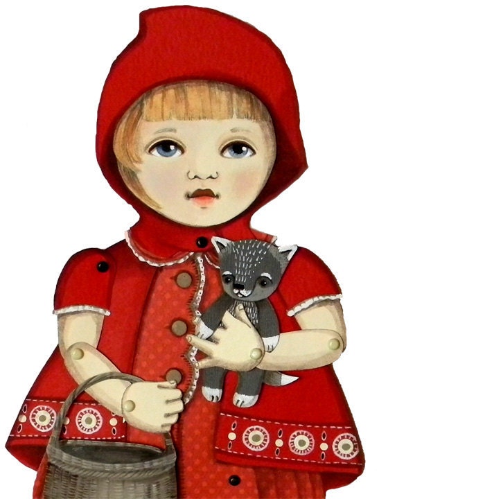 Little Red Ridinghood-- DIY Articulated Paper Doll Set