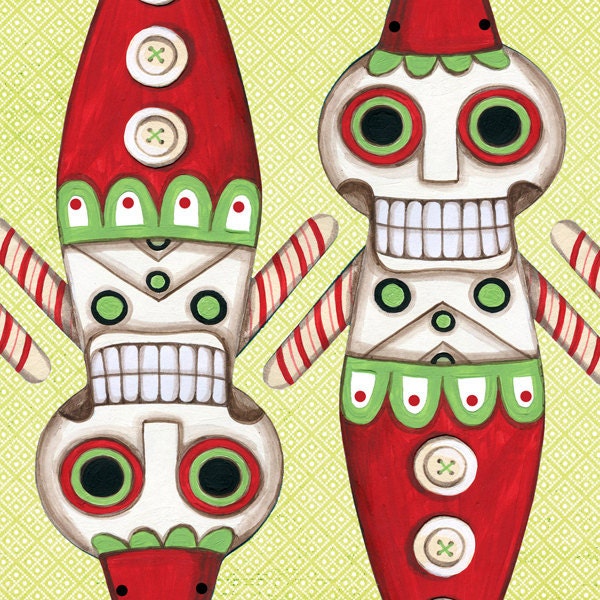 Halloween Sugar Skull Peppermint Stick Skeleton Bunting Garland Ornament Decoration Original Folk Art DIY