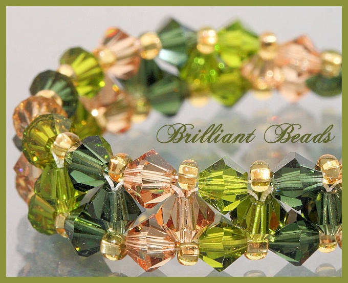 Forest Green...Swarovski Crystal Beadwoven Bracelet